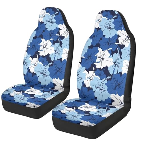 Blue Hibiscus Car Front Seat Covers Soft Car Seat Cover Universal Fit Most Cars,SUV, Trucks, Easy to Install Breathable Front Seats Cover Fashion Auto Interior Accessories - color: Blue Hibiscus