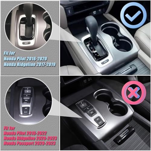 Gear Shift Panel Cover Trim for Hond@ Pilot 2016-2020/ Hond@ Ridgeline 2017-2019, ABS Automotive Center Consoles Cup Holder Cover Protector Accessories (Glossy Black) - color: Glossy Black