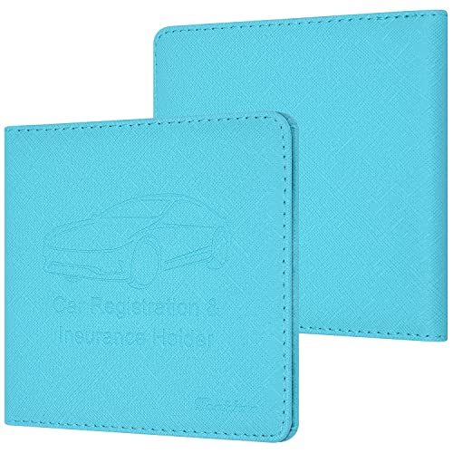 Car Insurance and Registration Holder, 5.5 x 5 Inch PU Leather Vehicle Glove Box Organizer Wallet Case for Insurance Card, Driver License, Paperwork - Mint Green - color: MintGreen