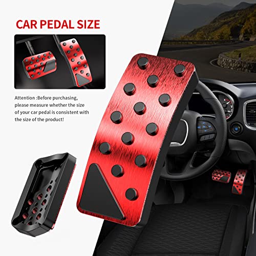 Car Pedal Cover for Jeep Grand Cherokee Dodge Durango 2011-2024 2025 2026 Aluminum Alloy No Drilling Aluminum Brake and Accelerator Pedal Covers 2PCS(Red) - color: Red