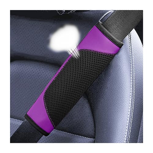 BESULEN Car Seat Belt Pads Cover, 2 Pack Leather Mesh Universal Seatbelt Shoulder Strap Protector, Soft Harness Pad Safety Belt Cover for Comfortable Driving, Car Interior Accessories (Purple) - color: Purple
