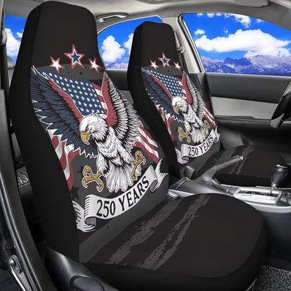 INSTANTARTS 250 Years Car Seat Covers Two Front Seats Only High Back Seat Protector Soft Auto Interior Accessories Compatible with Most Cars,SUV - color: 250 Years Patriotic Eagle