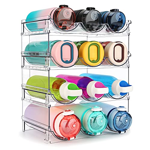 Water Bottle Organizer for Cabinet, 4 Pack Water Bottle Organization and Storage Shelf, Plastic Water Bottle Holder Rack for Fridge, Kitchen, Desktop - size: 4 Pack