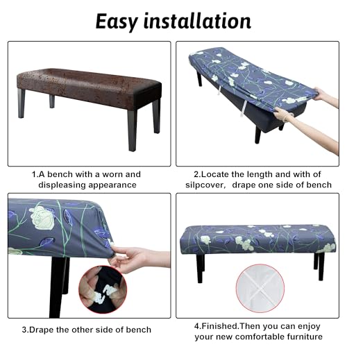 Stretch Bench Cover, Seat Cushion Protector, Washable Slipcover, Printed Rectangle Cover for Dining Room, Living Room, Kitchen (Lily) - color: Lily