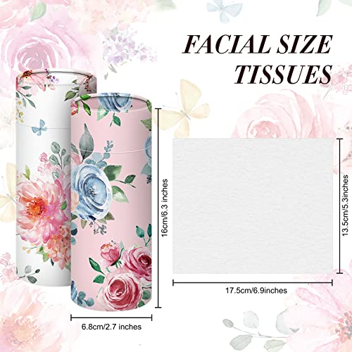 Ctosree 16 Pcs Car Tissue Holder Cylinder Bulk Round Floral Cup Holder Facial Tissues for Travel Refill Car Napkin Box Round Container