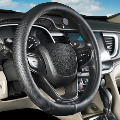 Car Steering Wheel Cover for Ford F-150 Lightning Super Duty Mustang Mach-E Explorer Escape Ranger Bronco Maverick, Universal Standard Size 14.5-15 inch Black Car Wheel Protector