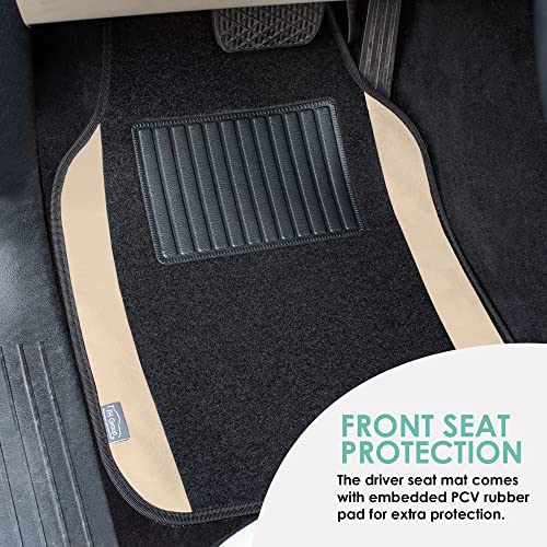 FH Group Automotive Floor Mats – Universal Fit Premium Carpet Car Mats with Driver Heel Pad, Full Set for Cars, SUVs & Trucks - Beige - color: Beige