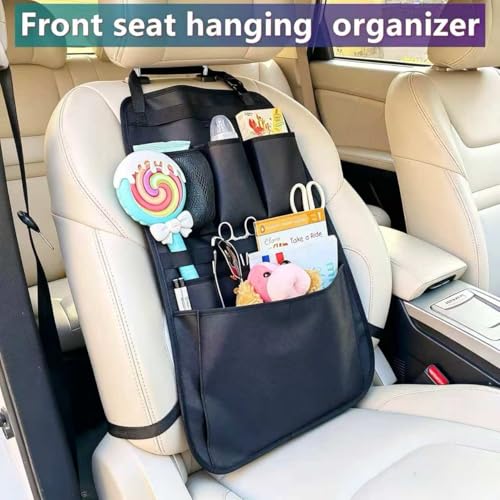 Car Seat Back Organizer,Back Seat Pocket,Car Seat Organizer with Multiple Pockets, Automotive Consoles & Organizers Universal Front Seat Organizer Travel Must-have (Black)