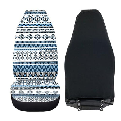 Pehede Car Seat Cover Blue Aztec Ethnic Pattern Front for Cars, Easy to Install Cover Set, Accessories Auto Trucks Van SUV,2 Packs - color: Multi03