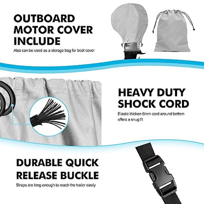 Waterproof Center Console Boat Cover 20-22ft, Heavy Duty 1300D Marine Grade Polyester Canvas 20’21 ft 22 Foot Boat Center Console Covers, Gray - color: Gray, size: 20'-22' Long (Beam Width up to 106")