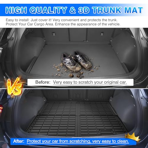 Cartist Cargo Mat Fit for Volkswagen VW Tiguan 5 Passenger 2018-2024 Trunk Mat with Backrest Mat Accessories TPE All Weather Anti-Slip - size: 10)VW Tiguan 18-24