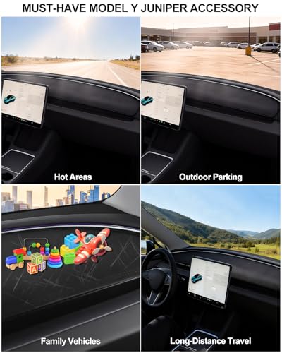for Tesla Dashboard Cover Mat Model Y Refreshed Juniper Accessories 2025 2026 Interior Dash Mat Pad Anti-Glare & Sun Protection Center Console Model Y Suede Dash Vent Covers Black