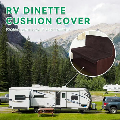 Leather Like RV Dinette Cushion Covers, RV Booth Seat Cover Stretchable Camper Cushion Couch Covers Washable Slipcovers for RV Camper Car Bench (1 Backrest Cover & 1 Bench Cover, 06Chocolate) - color: 06chocolate, size: 1 Bench Cover & 1 Backrest Cover