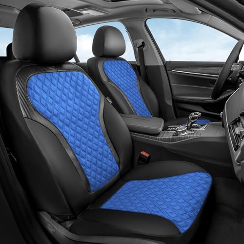 Coverado Automotive Seat Covers, Front Leather Car Protectors 2-Pack, Spill-Proof Seamless Car Seat Cushion, Black&Blue Car Seat Cover, Driver Seat Covers Universal Fit for SUV, Truck, Sedan - color: BlackBlue, size: Front