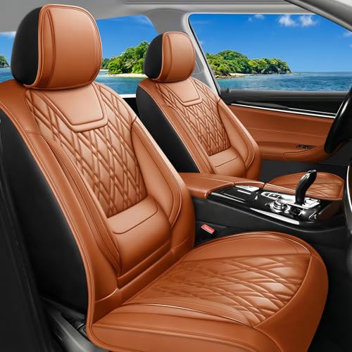Car Seat Covers Compatible with Subaru Crosstrek 2016-2025 2026-Waterproof&Breathable Luxury Leather All-Weather Seat Cushions Protectors,Airbag Compatible,Only 2 Front seat Covers (Brown) - color: Front Pair-Brown-06, size: For Crosstrek 2016-2026