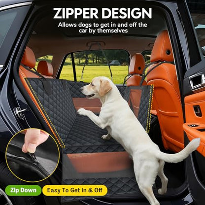 Dog Car Seat for Large Dogs — Hard Bottom Back Seat Extender for Dogs Supports 110lbs — Half Size Dog Car Hammock Passenger Friendly Waterproof PU Leather Pet Travel Bed for SUV Truck & Vehicle