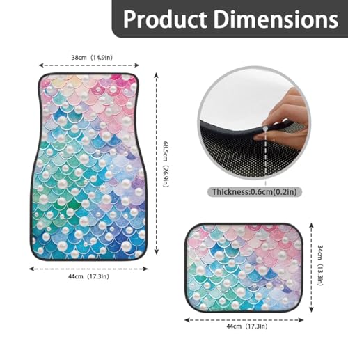 Pearl Scale Green Pink Car Floor Mats 4 Pieces Set Auto Front & Rear Floor Carpets Vehicle Floor Mat Carpet - color: Pearl Scale Green Pink