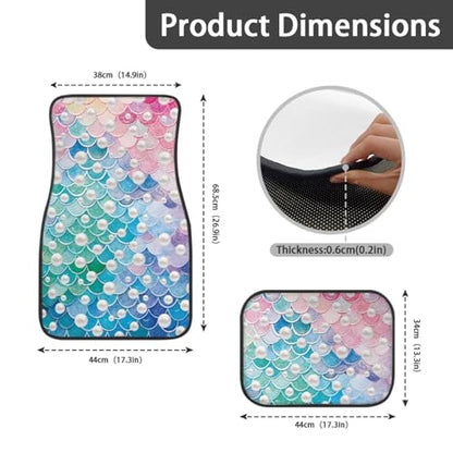 Pearl Scale Green Pink Car Floor Mats 4 Pieces Set Auto Front & Rear Floor Carpets Vehicle Floor Mat Carpet - color: Pearl Scale Green Pink