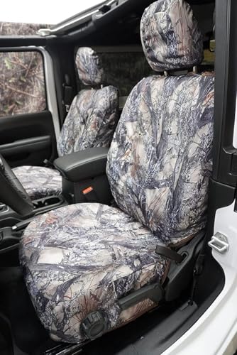 Durafit Seat Covers J1662-MC2C Compatible with 2018-2024 Jeep Wrangler, Gladiator and Willy 4 Door Front Buckets with Adjustable headrests. Waterproof Camo Endura
