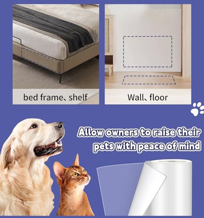 Cat Scratch Furniture Protector: Cat Anti Scratch Tape - Door Protector from Dog Scratching - Clear Training Self Adhesive Tape for Carpet, Sofa, Couch, Door (Transparent, 7.87" x 6.56FT) - size: 7.87" x 6.56FT