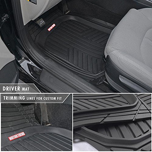 BDK FlexTough™ Contour Liners - Deep Dish Heavy Duty Rubber Floor Mats for Car SUV Truck & Van - All Weather Protection (Deep Dish 1)