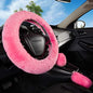 Yontree Fashion Fluffy Steering Wheel Covers for Women/Girls/Ladies Australia Pure Wool 15 Inch1 Set 3 Pcs(Pink) - color: Pink, size: Shearing Wool