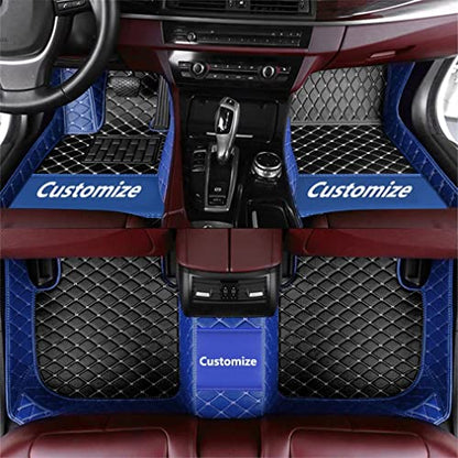 Custom Fit Car Floor Mats - Full Coverage Automotive Leather Floor Liners for Most Vehicles by MingyunSM (Black & Blue) - color: Black & Blue