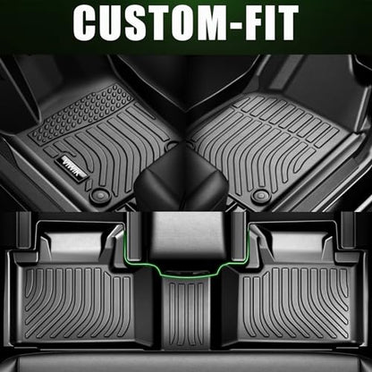 VIWIK Floor Mats Compatible for 2014-2019 Highlander, Car Mats All Weather Protection Custom Floor Liners Full Set Include Front, Rear and Third Row, Automotive Floor Mats TPE Black - style: Fit for 2014-2019 Toyota Highlander 7/8 Seat