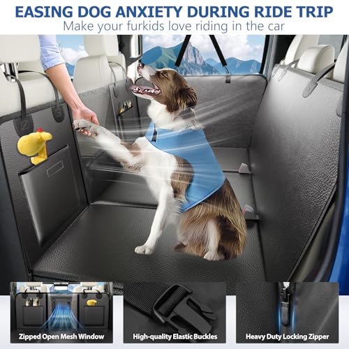 Btefd XL Truck Back Seat Extender for Dogs, Upgraded Anti-Scratch PU Leather, Dog Car Seat Cover for Back Seat with Hard Bottom, Pet Seat Covers for Trucks, Waterproof Dog Hammock for Crew Cab Truck - size: For Full Size Crew Cab Truck / Full Size SUV