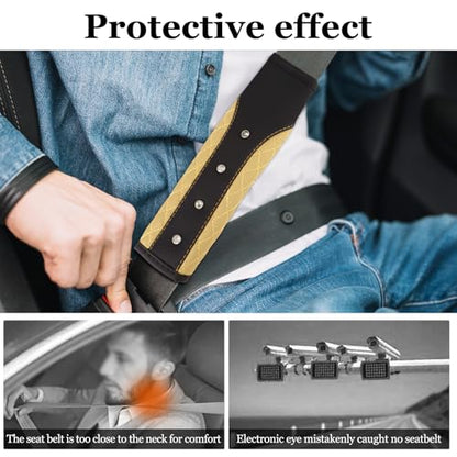Hovom 2PCS Bling Car Seat Belt Cover Pad, Leather Seatbelt Covers for Cars, Soft Safety Seatbelt Shoulder Strap Covers, Rhinestone Auto Seat Belt Protector Cushion for Women Girls (Beige) - color: Beige