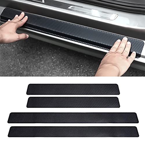 Car Door Sill Protector,4D Carbon Fiber Anti-Scratch Cover Strips,Universal Scuff Protective Door Threshold Guard Vinyl Sticker for Car Truck SUV(4PCS) - color: black