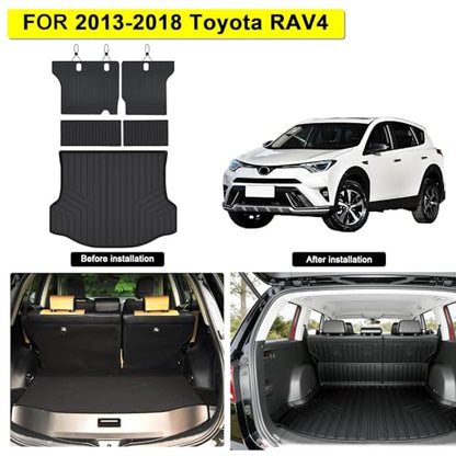 Cargo Liners for 2013-2017 2018 Toyota RAV4 & Backrest Mat,TPE All Weather Protection Trunk Mat Covering The Backrest Mat Accessories - size: For 2013-2018 RAV4 cargo mat