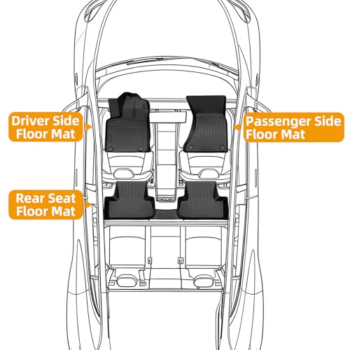 Floor Mats for Audi Q5 2009-2011 2012 2013 2014 2015 2016 2017, TPE 2010 Q5 Floor Mats 1st & 2nd Row,Waterproof Summer Winter Non-Slip All Weather Floor Liners Car Accessories - style: 12)2009-2017|Q5|Front&Rear Row