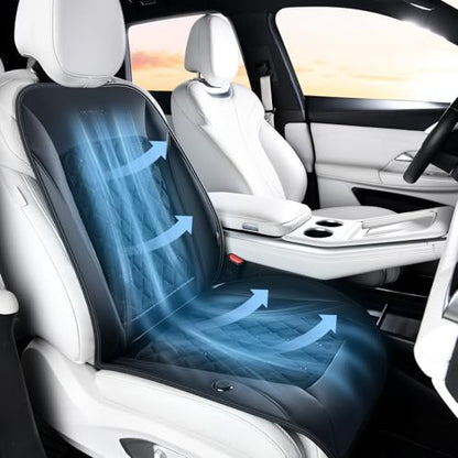 Coverado Upgraded Cooling Car Seat Cover Front Seat, 12V-24V Ventilated Cooling Seat Cover 3 Adjustable Wind Speeds Long Lasting Coolness Summer Driving Universal Fit for Car SUV Truck, Classic Black - color: Black-a