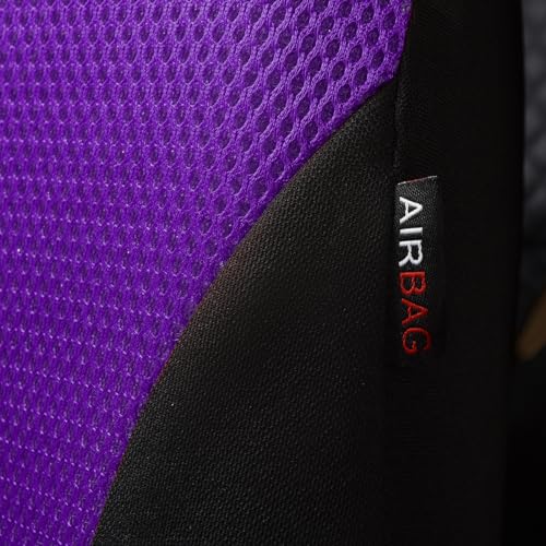 Flying Banner Car Seat Covers Full Set Front Seats and Rear Bench Mesh Fabric Splicing Polyester Cover Black with Purple Color