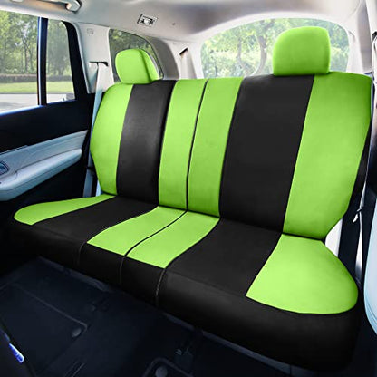 FH Group Stylish Full Set Car Set Covers Front Set and Rear Split Function, Airbag Compatible – Universal Fit for Cars Trucks & SUVs (Green/Black) - color: Green