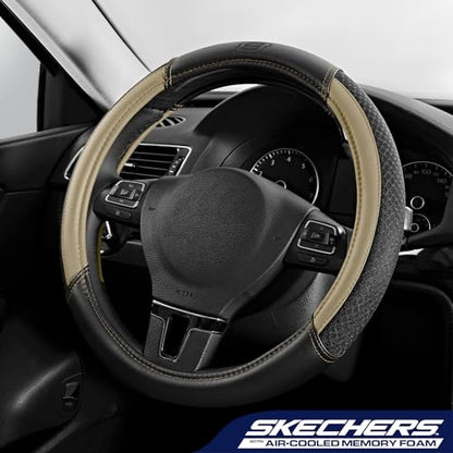 Skechers Air-Cooled Steering Wheel Cover,Leather Car Steering Wheel Cover Universal Fit 14" 1/2-15" Car Wheel Protector for Men Women Fit Suvs,Vans,Sedans,Car,Trucks,Beige - color: Beige