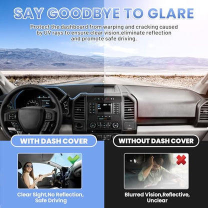Sunsdrew Dash Cover for 2015-2020 Ford F150 Dashboard Cover Mat for F150 Accessories Sunshade Nonslip Mesh Protector No Glare(Without HUD) - size: 15-20 F-150 Dash Cover