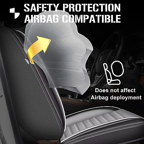 Faux Leather Custom Fit Seat Covers Compatible with Nissan Frontier 2007-2026 Full Set 5 Seats, Airbag Compatible, Black & Dark Gray - color: Gray & White, size: 5 Seats