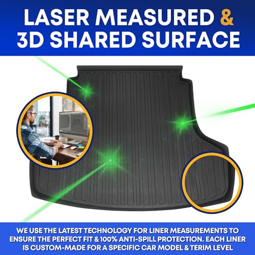 Premium Cargo Liner for Toyota Camry Camry Hybrid 2018-2026 - Custom Fit Car Trunk Mat -All-Season Black Cargo Mat - 3D Shaped Laser Measured Trunk Liners for Toyota Camry 2018-2026.