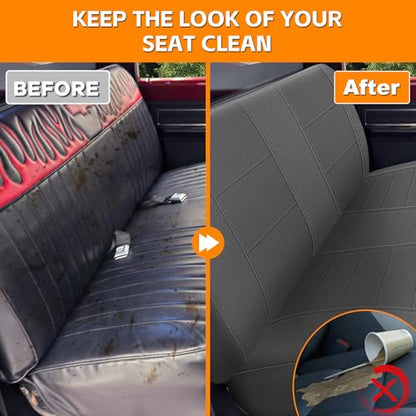Truck Bench Seat Cover Compatible with 1961-1987 Chevy C10/20 & K10/20, Heavy Duty Knitted Fabric with Sponge Seat Cushion - color: charcoal