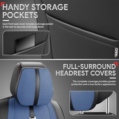 Drive Series Full Set Seat Covers Universal for Cars Trucks SUV, Navy Blue, CA-SC-Drive-Full-NB - color: Navy Blue, size: Full Set, style: Drive Series