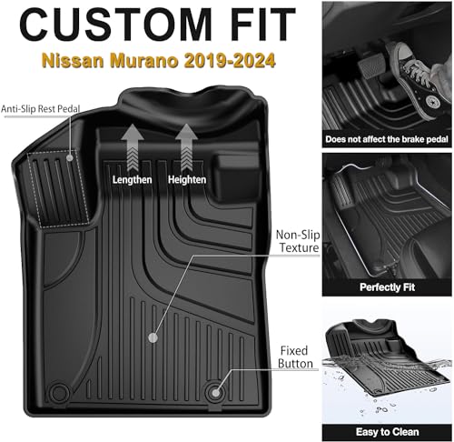 Automotive Floor Mats & Cargo Liners Trunk Set Compatible with 2019-2021 2022 2023 2024 Nissan Murano, All Weather Car Accessories Floor Liner 1st and 2nd Row Car Mat Black. - style: 16)19-24 Murano Floor & Cargo Mats