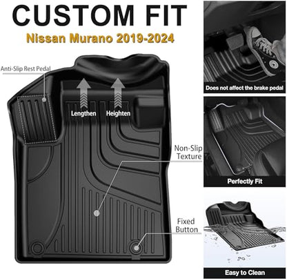 Automotive Floor Mats & Cargo Liners Trunk Set Compatible with 2019-2021 2022 2023 2024 Nissan Murano, All Weather Car Accessories Floor Liner 1st and 2nd Row Car Mat Black. - style: 16)19-24 Murano Floor & Cargo Mats
