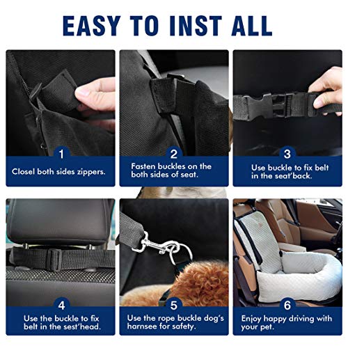 Dog Car Seat Pet Booster Seat Pet Travel Safety Car Seat,The Dog seat Made of Materials is Safe and Comfortable, and can be Disassembled for Easy Cleaning (Off White) - color: off white