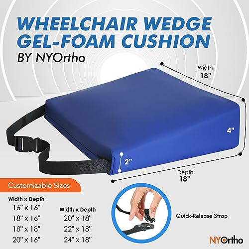 NYOrtho Wheelchair Gel Seat Cushions - Wedge - Shaped Gel - Foam Cushion Wheelchairs - Office Chairs - Car Seats - More - Firm Foam Quick Release Straps Non - Slip Bottom - Made in USA - color: Gel Foam, size: 18 Width x 18 Depth