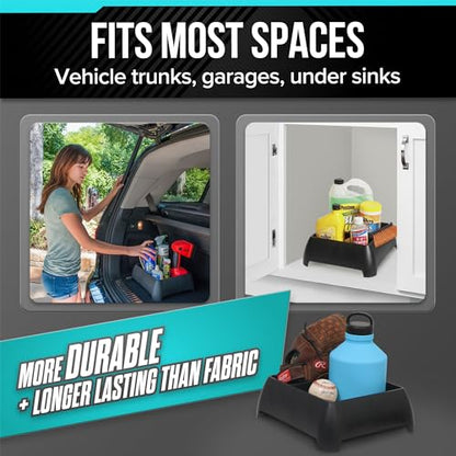 Moblorg Heavy Duty Storage Organizer for Vehicle Trunk, Garage, Under Sink Organizer, Recycled Plastic, Made in USA (Black)
