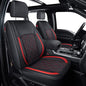 LUCKYMAN CLUB F150 Front-only Seat Covers J03-Q3 with Waterproof Faux Leather, Fit 2015-2025 Ford F150 and 2017-2025 F250 F350 F450 (Front only, Black-Red) - color: Black&Red, size: Front Pair