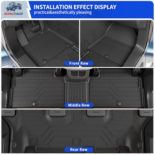Floor Mats Compatible with 2020-2025 Kia Telluride 7&8 Seats (Not for 2027) Cargo Mat Trunk Mat Cargo Liner TPE All Weather Floor Liner 2024 Kia Telluride Accessories (Floor Mats) - color: Floor Mats