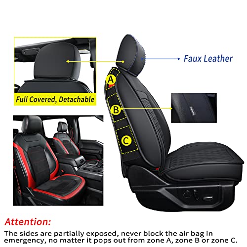 LUCKYMAN CLUB F150 Faux Leather Seat Covers Fit for 2010-2014 F150 2011-2016 F250 F350 F450 Pickup Trucks(Front Pair, Black) - color: Black, size: (2010-2014) Front Pair